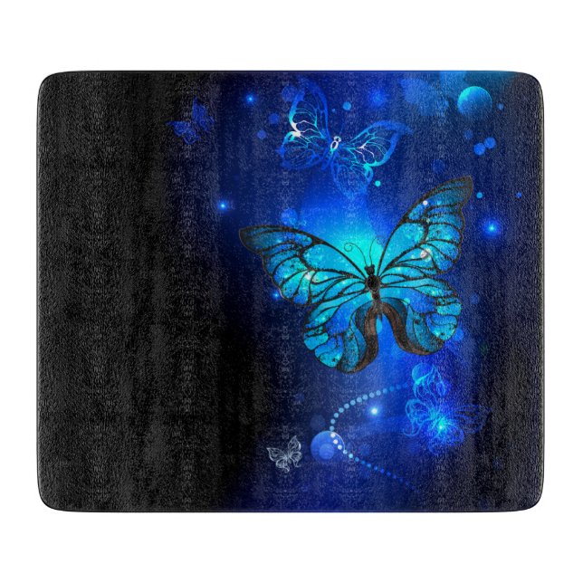 Morpho Butterfly in the Dark Background Cutting Board (Front)