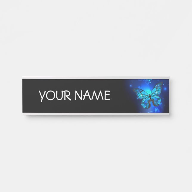 Morpho Butterfly in the Dark Background Door Sign (Front)