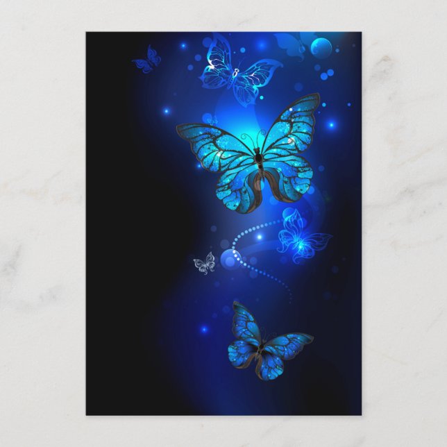 Morpho Butterfly in the Dark Background Enclosure Card (Front)