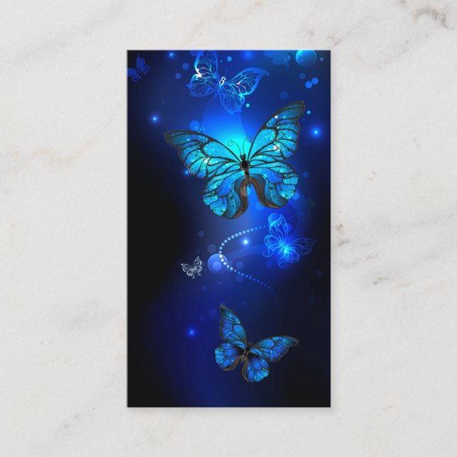 Morpho Butterfly in the Dark Background Enclosure Card (Front)