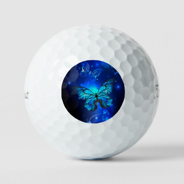 Morpho Butterfly in the Dark Background Golf Balls (Front)