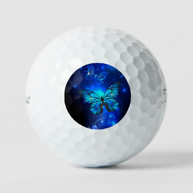 Morpho Butterfly in the Dark Background Golf Balls (Front)
