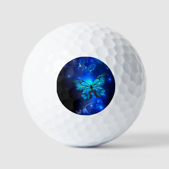 Morpho Butterfly in the Dark Background Golf Balls (Front)
