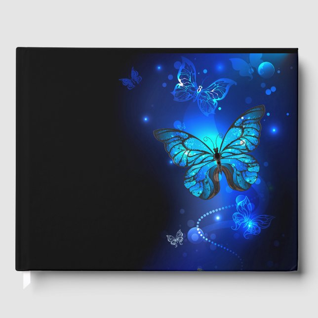 Morpho Butterfly in the Dark Background Guest Book (Front)