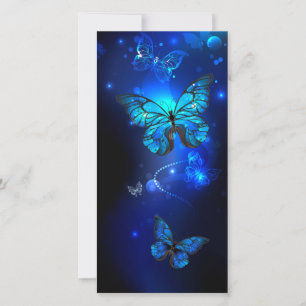 Morpho Butterfly in the Dark Background Holiday Card
