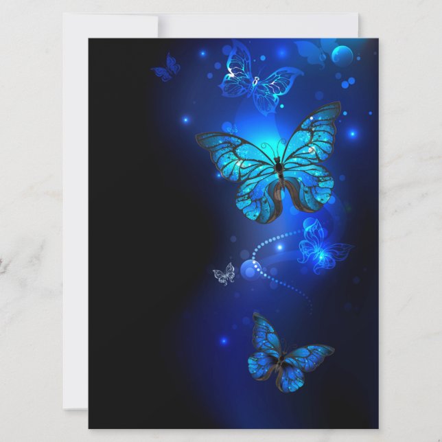 Morpho Butterfly in the Dark Background Holiday Card (Front)