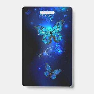 Morpho Butterfly in the Dark Background ID Badge