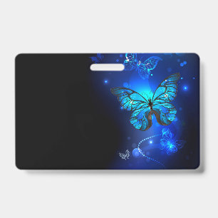 Morpho Butterfly in the Dark Background ID Badge