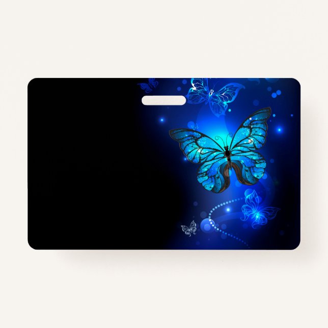 Morpho Butterfly in the Dark Background ID Badge (Front)