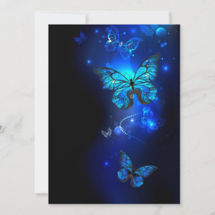 Morpho Butterfly in the Dark Background Invitation