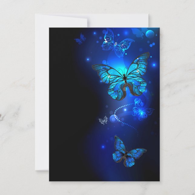 Morpho Butterfly in the Dark Background Invitation (Front)