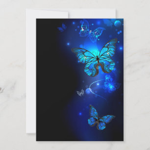 Morpho Butterfly in the Dark Background Invitation