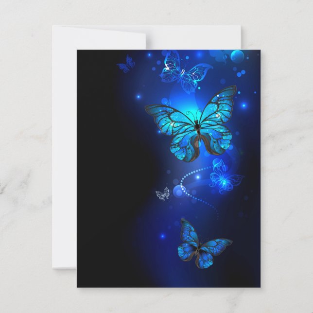 Morpho Butterfly in the Dark Background Invitation (Front)