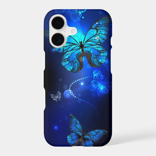 Morpho Butterfly in the Dark Background iPhone Case (Back)
