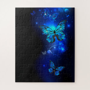 Morpho Butterfly in the Dark Background Jigsaw Puzzle