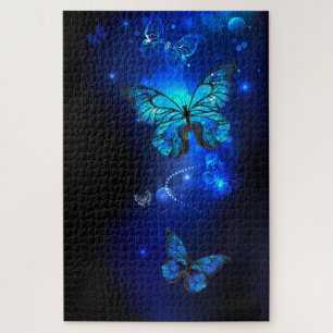 Morpho Butterfly in the Dark Background Jigsaw Puzzle