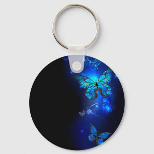 Morpho Butterfly in the Dark Background Key Ring
