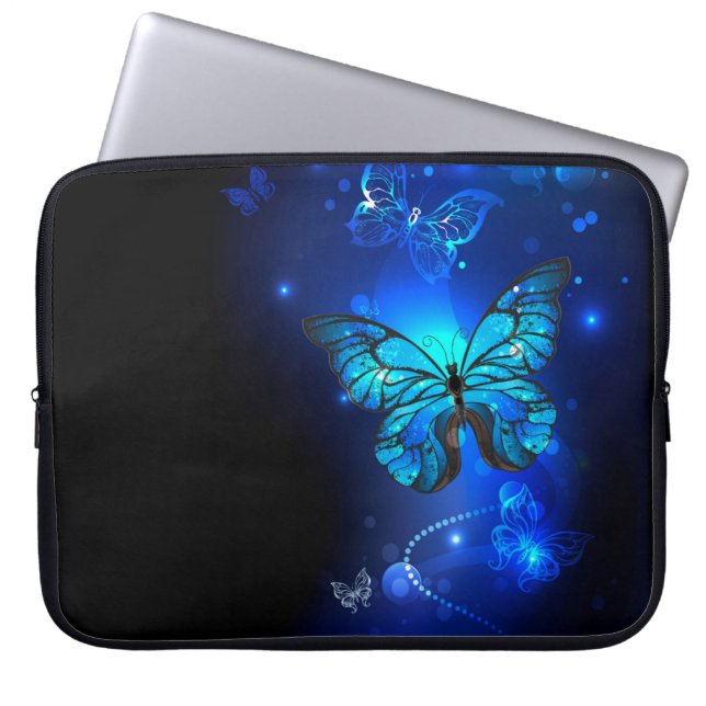 Morpho Butterfly in the Dark Background Laptop Sleeve (Front)