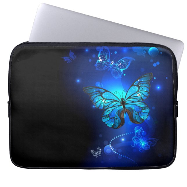 Morpho Butterfly in the Dark Background Laptop Sleeve (Front)