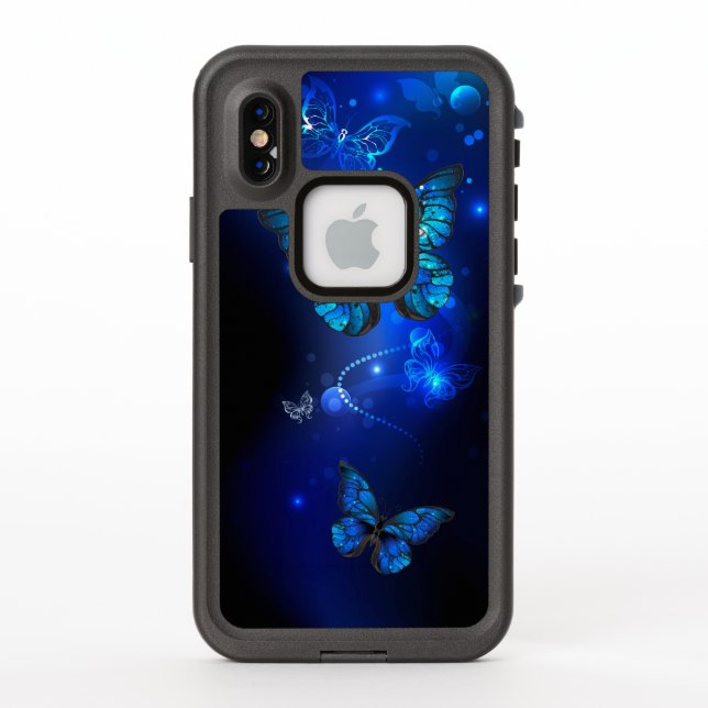Morpho Butterfly in the Dark Background LifeProof iPhone Case (Back)