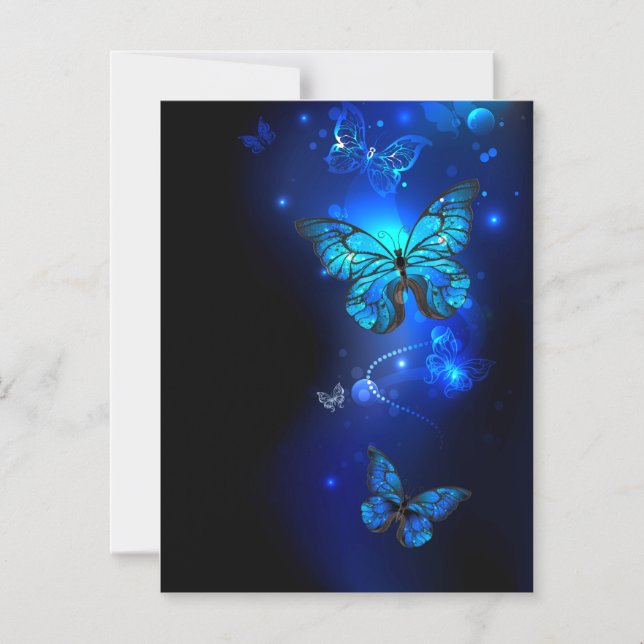 Morpho Butterfly in the Dark Background Magnetic Invitation (Front)