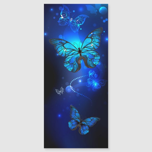 Morpho Butterfly in the Dark Background Magnetic Invitation (Front)