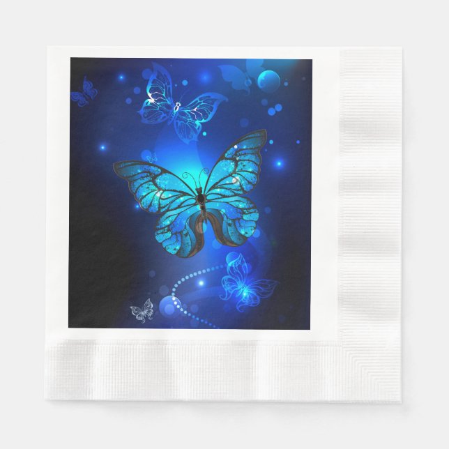 Morpho Butterfly in the Dark Background Napkin (Front)