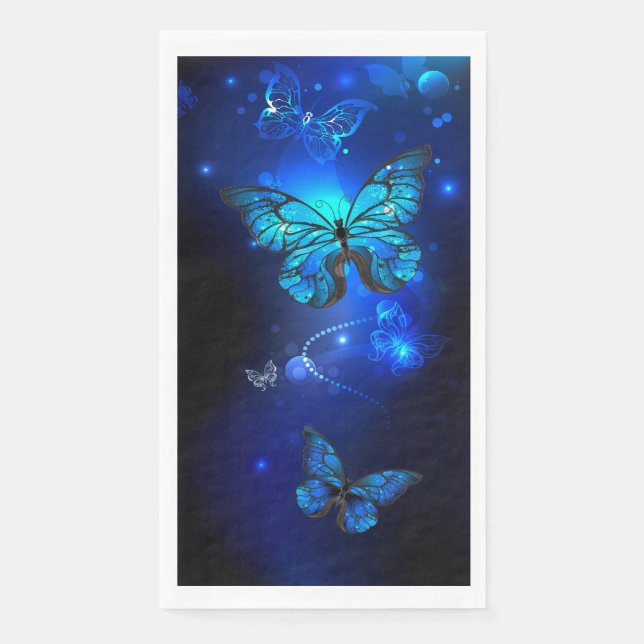 Morpho Butterfly in the Dark Background Napkin (Front)