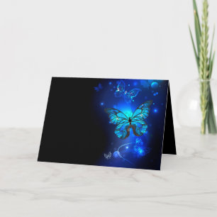 Morpho Butterfly in the Dark Background Note Card