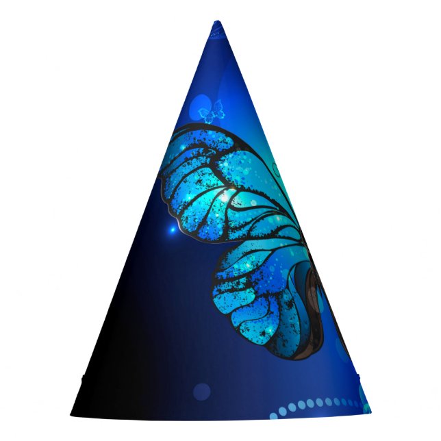Morpho Butterfly in the Dark Background Party Hat (Front)