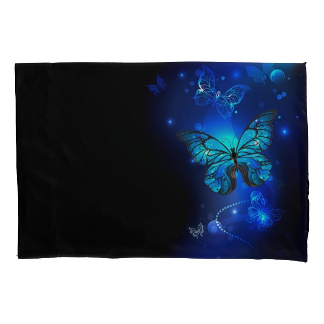 Morpho Butterfly in the Dark Background Pillowcase (Front-Left)
