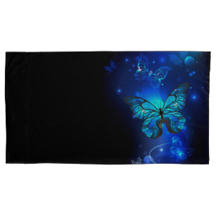 Morpho Butterfly in the Dark Background Pillowcase