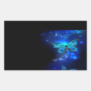 Morpho Butterfly in the Dark Background Rectangular Sticker