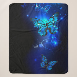 Morpho Butterfly in the Dark Background Sherpa Blanket