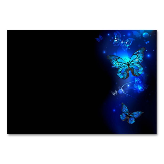Morpho Butterfly in the Dark Background Table Number (Front)