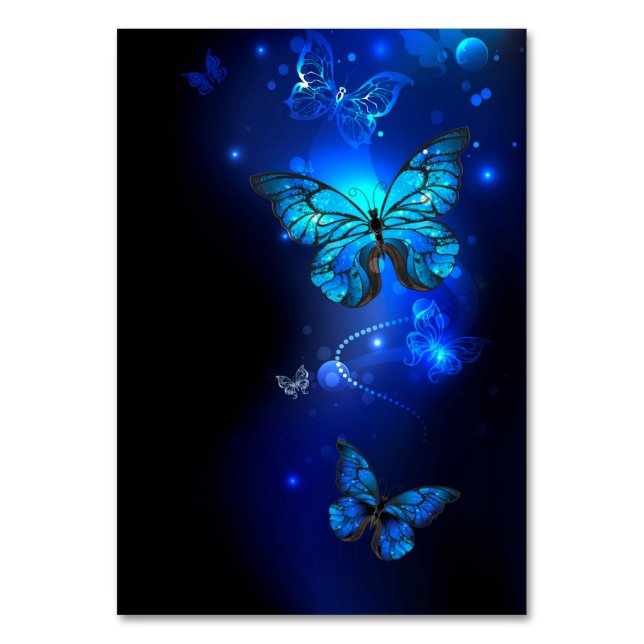 Morpho Butterfly in the Dark Background Table Number (Front)