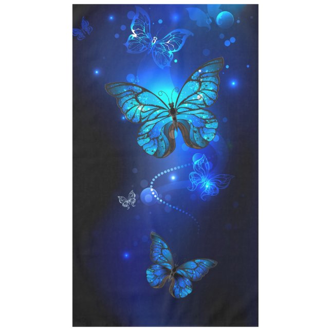 Morpho Butterfly in the Dark Background Tablecloth (Front)