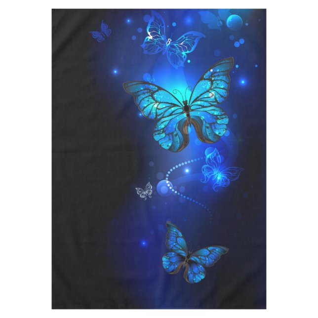 Morpho Butterfly in the Dark Background Tablecloth (Front)