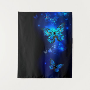 Morpho Butterfly in the Dark Background Tapestry
