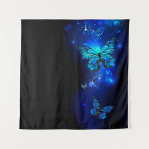 Morpho Butterfly in the Dark Background Tapestry
