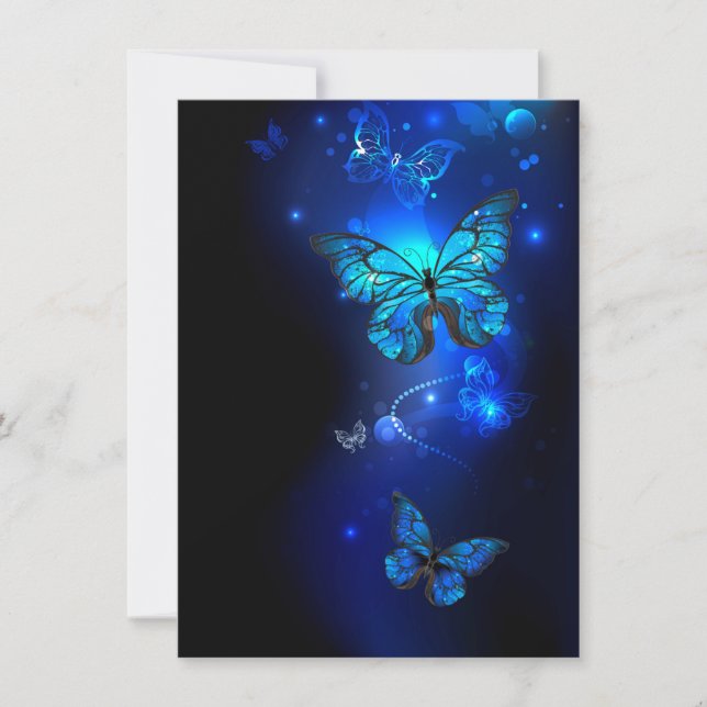 Morpho Butterfly in the Dark Background Thank You Card (Front)