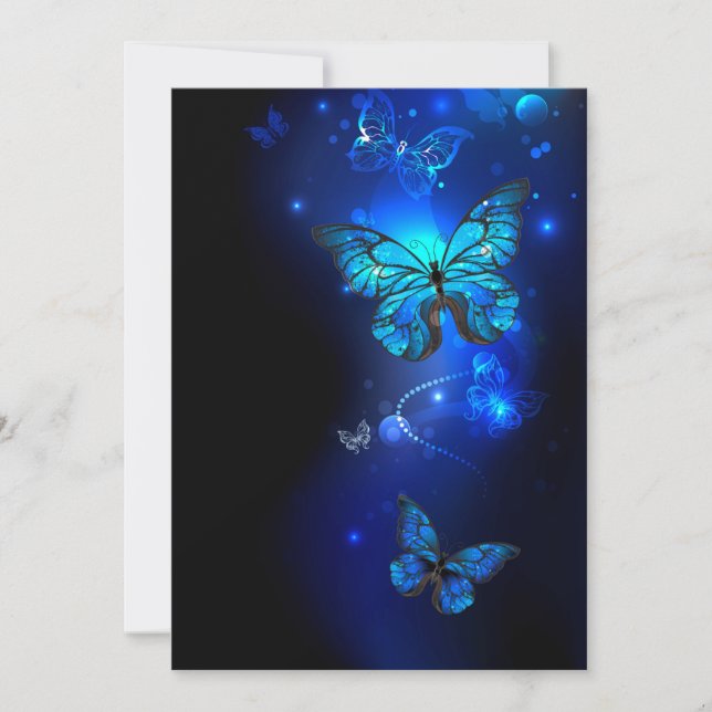 Morpho Butterfly in the Dark Background Thank You Card (Front)