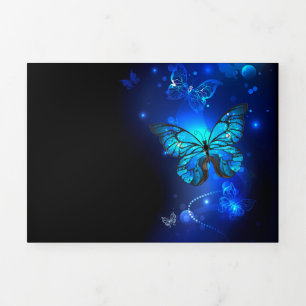 Morpho Butterfly in the Dark Background Tri-Fold Announcement