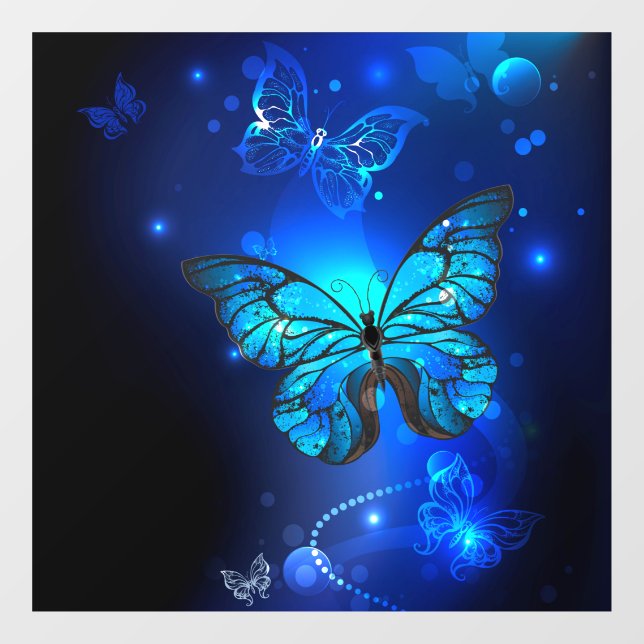 Morpho Butterfly in the Dark Background Window Cling (Sheet)
