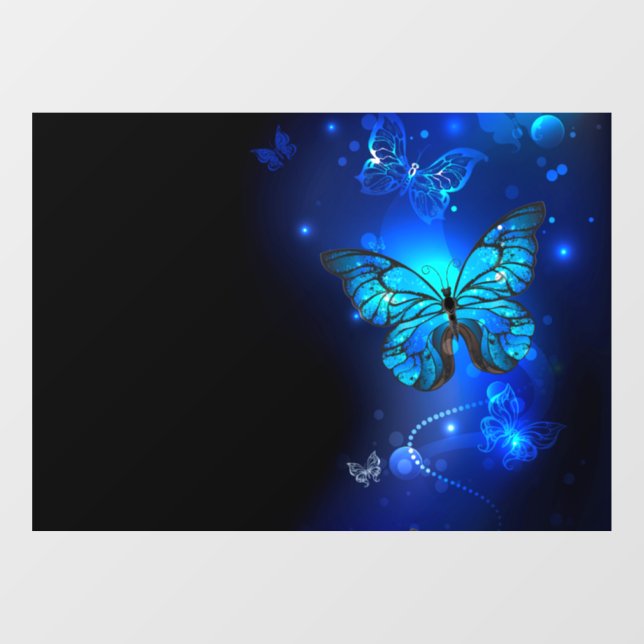 Morpho Butterfly in the Dark Background Window Cling (Sheet)