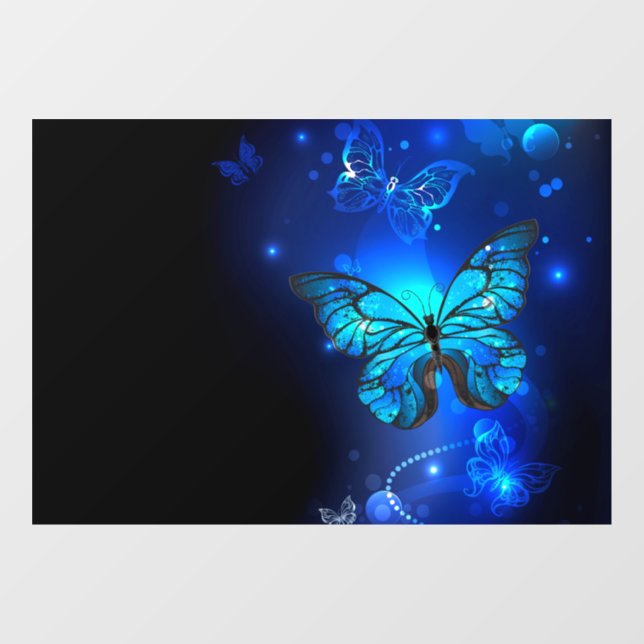 Morpho Butterfly in the Dark Background Window Cling (Sheet)