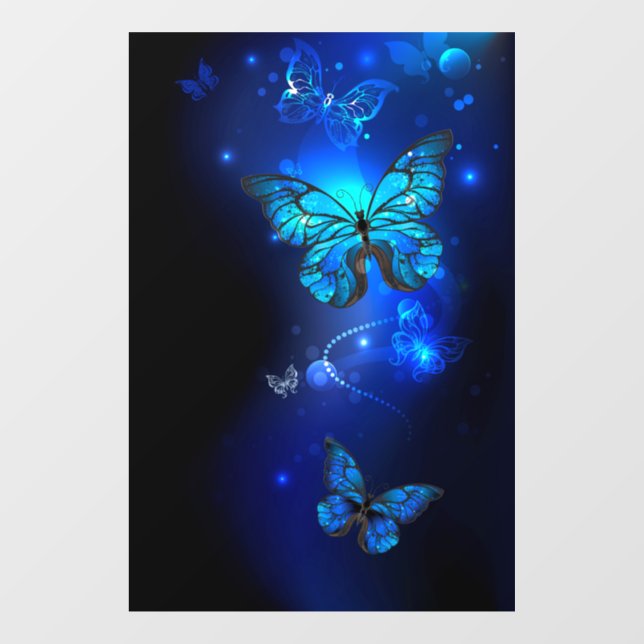 Morpho Butterfly in the Dark Background Window Cling (Sheet)