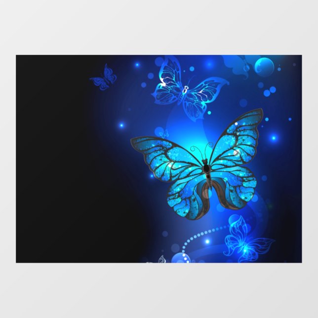 Morpho Butterfly in the Dark Background Window Cling (Sheet)