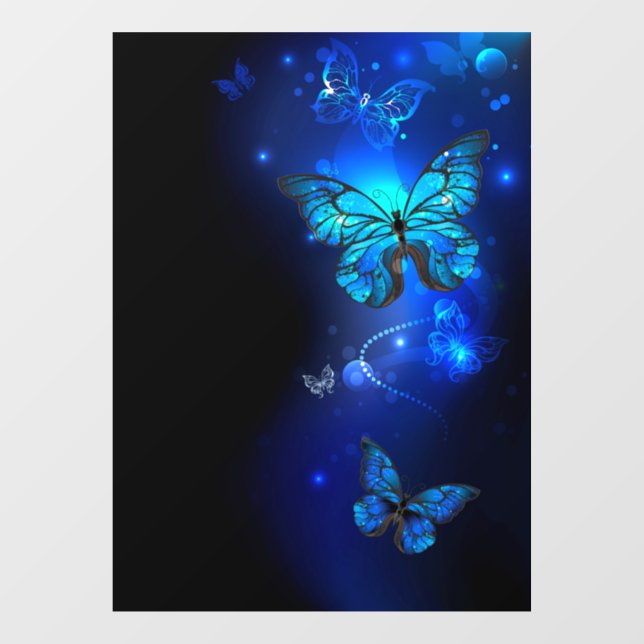Morpho Butterfly in the Dark Background Window Cling (Sheet)