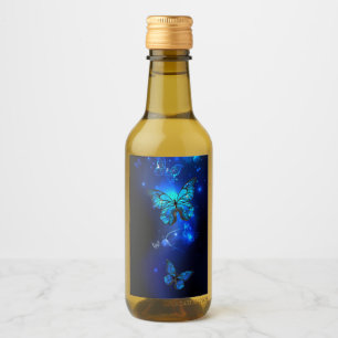 Morpho Butterfly in the Dark Background Wine Label